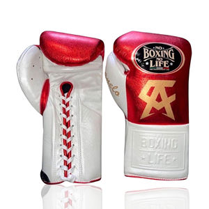 Guantes de Boxeo de Cuero No Boxing No Life, Blancos, Verdes, Rojos Metálicos, Guantes de Boxeo Canelo Fight Gear, Línea de Campeonato de México, Guantes Profesionales - Product Image 2