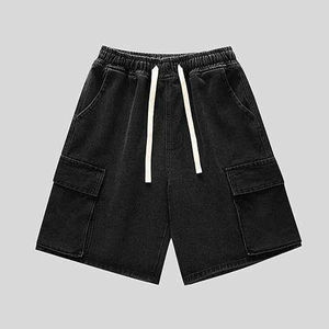 Shorts en jean déchirés 100 % coton avec cordon de serrage, style streetwear, délavés à l'acide, écologiques, fabriqués au Pakistan pour hommes - Product Image 1