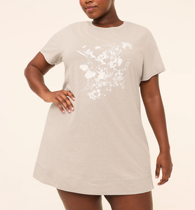 Vestido de dormir térmico de verano para mujer, talla grande, 100% algodón, manga corta, cuello redondo, ajuste holgado, largo hasta la rodilla, con estampado de letras - Product Image 4