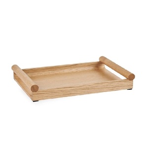 Plateau de service alimentaire moderne en bois de pin de qualité supérieure, avec rangement en bambou naturel, écologique, compatible lave-vaisselle, article décoratif pour la maison - Product Image 1