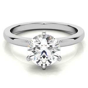แหวนหมั้นมอสซาไนต์ทรงกลมเจียระไนแบบบริลเลียนท์ ทองคำแท้ 14K ตัวเรือนแบบหกขา ดีไซน์คลาสสิก แหวนเพชรเม็ดเดี่ยวสำหรับผู้หญิง เครื่องประดับชั้นดี - Product Image 2