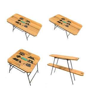 Table pliante en bois portable d'extérieur au design moderne pour les repas de camping - Product Image 1