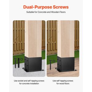 Base per Palo 4x4 in Acciaio al Carbonio Resistente, 4 Pezzi, Staffe per Decking per Pali in Legno 92x92 mm, Accessori per Gazebo e Pergola - Product Image 3