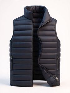 Chaleco Acolchado Reversible de Invierno para Hombre, Chaqueta sin Mangas con Cierre, Relleno de Poliéster, Cortavientos, Color Sólido, Ropa Exterior Informal - Product Image 1