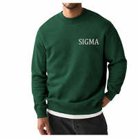Sweat-shirt vert à col rond personnalisé Alpha pour femmes, avec lettres brodées, en molleton de coton, pour université et collège.