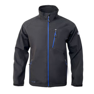 Veste en polaire noire pour femmes, manches longues, col montant, fermeture éclair, coupe-vent, vêtements d'automne, couleur unie, vêtements d'extérieur en polyester - Product Image 1