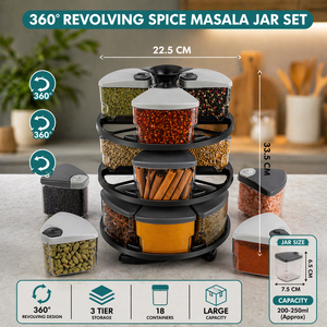 <b>Kitchen</b> Organizer Spice Rack Rotating 3 Tier 360° Spice Storage Rack <b>Plastic</b> Boxes Airtight Container Set for <b>Kitchen</b> Storage - Product Image 4