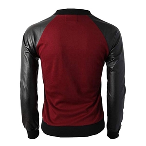 Saleh Enterprises Vintage Style Wool Varsity <b>Jacket</b> <b>Leather</b> Sleeves Stand Collar Solid Unisex Eco-Friendly Heated Windproof - Product Image 2