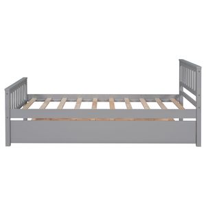 Cama doble con plataforma y cama nido, cabecero y piecero para espacios pequeños, sin necesidad de somier, color verde - Product Image 6