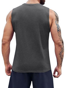 Camiseta sin mangas para gimnasio de hombre, talla grande, personalizada, color liso, ajuste holgado, cuello redondo, para entrenamiento, transpirable, de secado rápido, 100% algodón - Product Image 5