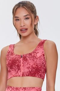 Ensemble de vêtements de sport tricotés pour femmes, haut court et short au-dessus du genou, imprimé rose, respirant, pour la gym et le yoga - Product Image 2