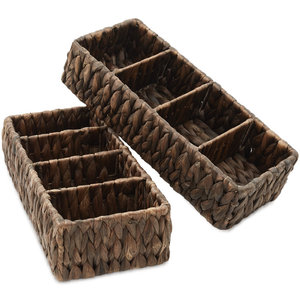 Lot de 2 paniers décoratifs tissés à la main en jonc de mer naturel pour le rangement - Product Image 1