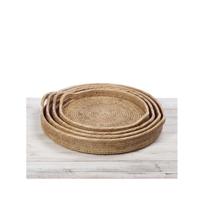 Juego de 3 cestas de mimbre hechas a mano para frutas, bandeja de mimbre para almacenamiento y servicio de alimentos, organizador de cocina ecológico, bandeja de mimbre tejida. - Product Image 1