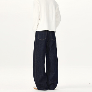 Wholesale Custom Straight Denim 100% Cotton <b>Mens</b> Casual Jeans Vintage Dark Wash Heavyweight - Product Image 3