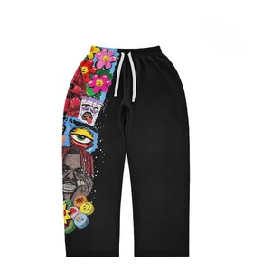 Ensemble de jogging 2 pièces personnalisé avec logo, sweat à capuche et pantalon 100 % coton, imprimé délavé vintage, sweat à capuche entièrement zippé et pantalon évasé - Product Image 5