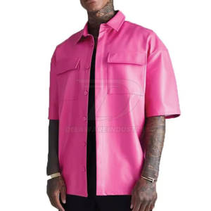 Camisa de cuero para hombre, corte ajustado, nuevo diseño, elegante, informal, estilo urbano, para un atuendo moderno. - Product Image 4