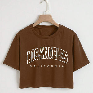 Camiseta Informal de Manga Corta para Mujer, Color Sólido, 100% Algodón, Transpirable, Ecológica, con Logotipo de Impresión Digital - Product Image 3