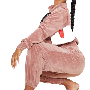 Ensemble de survêtement en velours à capuche, haut court imprimé et pantalon de jogging pour femme, tenue décontractée d'été 2-en-1 style streetwear - Product Image 6
