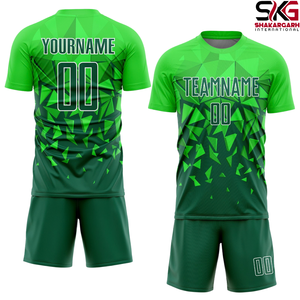 Conjunto de Uniforme de Fútbol Personalizado Verde, de Secado Rápido, en Poliéster, Manga Corta, para Equipo Adulto - Product Image 1