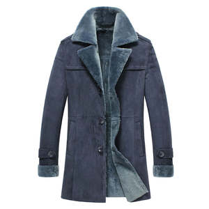 Men's Brown Suede Leather Jacket With <b>Faux</b> <b>Fur</b> Lining Turn-down Collar Windproof Winter <b>Coat</b> Regular Fit Casual Style - Product Image 1