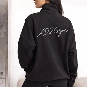 Conjunto Deportivo Negro Premium XD2GYM, Sudadera con Cierre de Cremallera y Leggings Oversize con Bordado, Ropa Deportiva, Ropa Activa, Ropa Deportiva para Gimnasio - Product Image 6