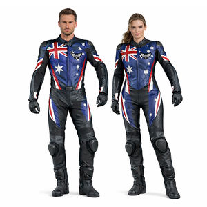 Traje de Motociclismo de Cuero Estilo Americano para Hombre y Mujer, Traje de Motociclista de Una Pieza con Bandera Americana y Protección CE - Product Image 3