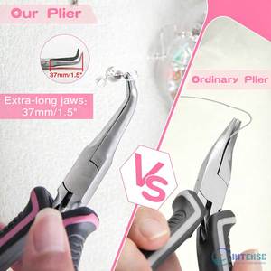 Stainless Steel Mini Bent Needle Nose Pliers with Serrated Jaw <b>Soft</b> Grip for Jewelry Making <b>Wire</b> Wrapping and Object Gripping - Product Image 5