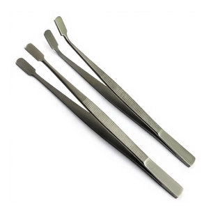 Juego de 2 Pinzas de Acero Inoxidable Alemán para Manipulación de Portaobjetos de Microscopio, con Punta Recta y Curva - Product Image 1