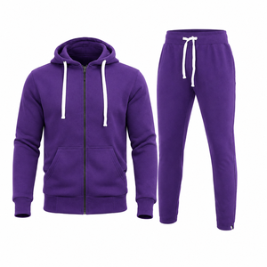 <b>Purple</b> Full Zip Hoodie Jogger Tracksuit Set Fleece Two Piece Sweat <b>Suit</b> Matching Pants Casual Athletic Streetwear Custom Apparel - Product Image 4