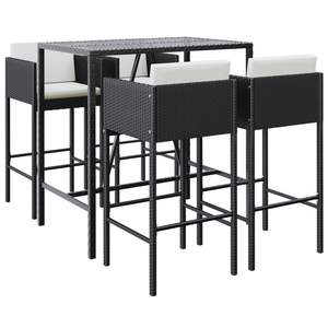 Conjunto de Bar de Jardín de Ratán PE Negro con Reposapiés Estándar, Colección de Muebles Duraderos para Exteriores - Product Image 2