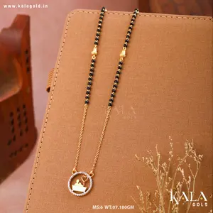 Todos los días y ocasiones especiales Cadena de cuentas de diamantes románticos de Mangalsutra minimalista de oro de 18 quilates - Product Image 2