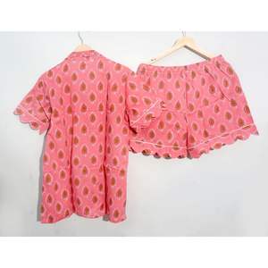 ชุดนอนผู้หญิงฤดูร้อน ระบายอากาศได้ดี ผ้าฝ้าย 100% ชุดนอนแขนสั้นลายดอกไม้ เสื้อนอนเนื้อนุ่ม แห้งเร็ว ซักเครื่องได้ - Product Image 6