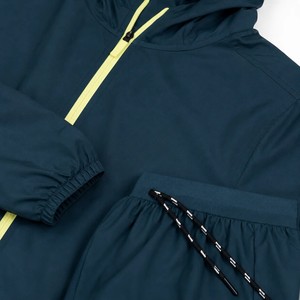 Navy Blue Hooded <b>Windbreaker</b> Jacket Set With Zipper And Pockets Water Resistant <b>Windbreaker</b> Short Sets - Product Image 5