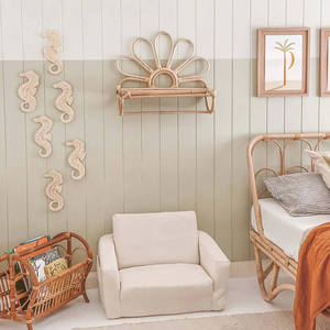 Multi Tier Circle Rattan <b>wall</b>-<b>mounted</b> <b>shelf</b> Natural Bamboo Grid Floating Rack Living Room Bedroom Decorative Hanging Storage Hol - Product Image 3