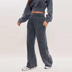 Pantalon de survêtement évasé pour femme, streetwear d'hiver de haute qualité, délavé à l'acide, style décontracté, taille adulte, personnalisable - Product Image 2