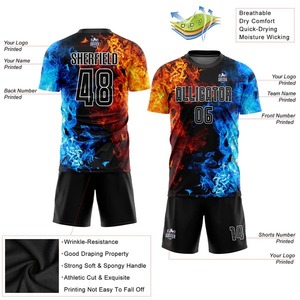 Custom Figure Black-White <b>Flame</b> Sublimation Soccer Uniform Jersey Breathable Team Training Kit Pro Personalized Sportswear <b>Shirt</b> - Product Image 3