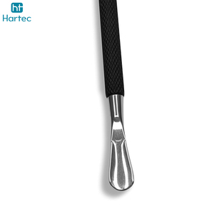 2026 Durable Customized Made Premium Stainless Steel Cuticle Nail Pusher With Textured Black Handle and Protective Pouch - Product Image 5