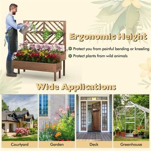 Jardinera Elevada de Madera de 2 Niveles con Enrejado, Maceta para Flores y Plantas de Interior/Exterior con Función de Riego para Plantas de Exterior - Product Image 4