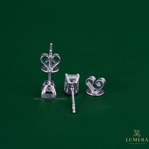 Emerald Cut Lab Grown Diamond Stud Modern Earrings 4 Prong Solitaire Gold Earrings Fine Jewelry for Bridal Collections Women - Product Image 2