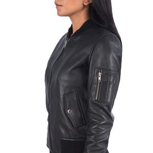 Chaqueta de Motera de Cuero Genuino para Mujer |   Chaqueta de Motociclista Acolchada Marrón Vintage |   Cuero Vacuno Premium Impermeable para Otoño - Product Image 5