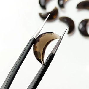 Natural Smoky Quartz Crescent <b>Moon</b> Shape Carved Gemstone 16mm Faceted Briolette <b>Charm</b> For Jewelry Making Wholesale Price Bulk - Product Image 2
