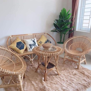 Hot Sales Handicraft Rattan & Bamboo Garden <b>Chairs</b> & <b>Table</b> Set-<b>Foldable</b> 4-Seater Eco-Friendly Vietnam Source - Product Image 3