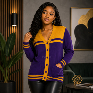 Cosh International Acrylic Sorority Apparel Supplier Sisterhood Custom Logo Varsity Chenille <b>Cardigan</b> <b>Sweater</b> with Sleeves - Product Image 4
