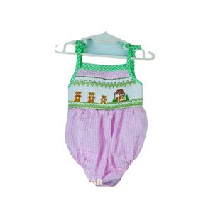 High Quality K-Embroidery Children's Clothing Green Pink Sand <b>Jumpsuits</b> Playsuits Bodysuits Corduroy Fabric Backless Design - Product Image 1