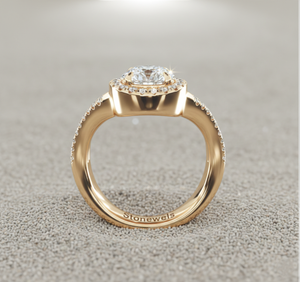 Bague de fiançailles vintage Cascade Diamond Halo plaquée or rose avec sertissage à griffes certifié - Product Image 4