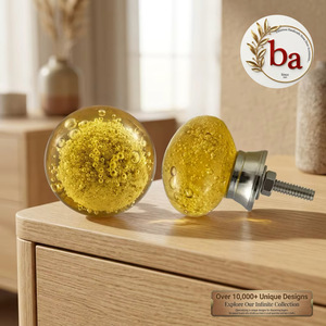 Beads Art CRK 130 Boutons de tiroir en verre à bulles, poignées de meubles modernes pour la décoration intérieure, écologiques, installation facile - Product Image 1