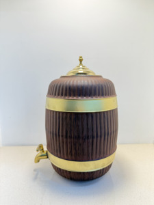 Distributeur d'eau en cuivre pur à grain de bois premium, réservoir de 11 L, forme de baril côtelé, Matka, étanche, en métal, pour camping, avec robinet - Product Image 4