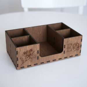 Premium Handmade Wooden Cutlery Holder Rustic Tabletop Utensil Container - Product Image 5
