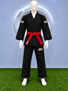 Kimono de Jiu-Jitsu Brésilien (BJJ) Noir Personnalisé pour Adulte, Tissage Diamant, Veste et Pantalon Renforcés, Ceinture Rouge, Ensemble d'Entraînement - Product Image 3