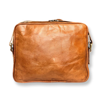 Bolsa de Mensajero de cuero de cabra hecha a mano de cuero marrón para uso de oficina Bolsa de mensajero de hombro usada multiusos